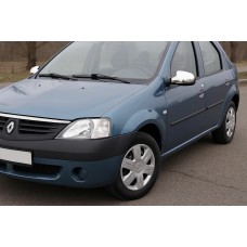 Накладки на дзеркала верхні (2 шт, нерж) для Renault Logan I 2005-2008 рр