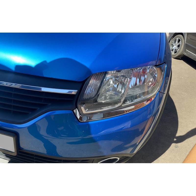Накладки на фари (2 шт., нерж) для Dacia Sandero 2013-2020 рр