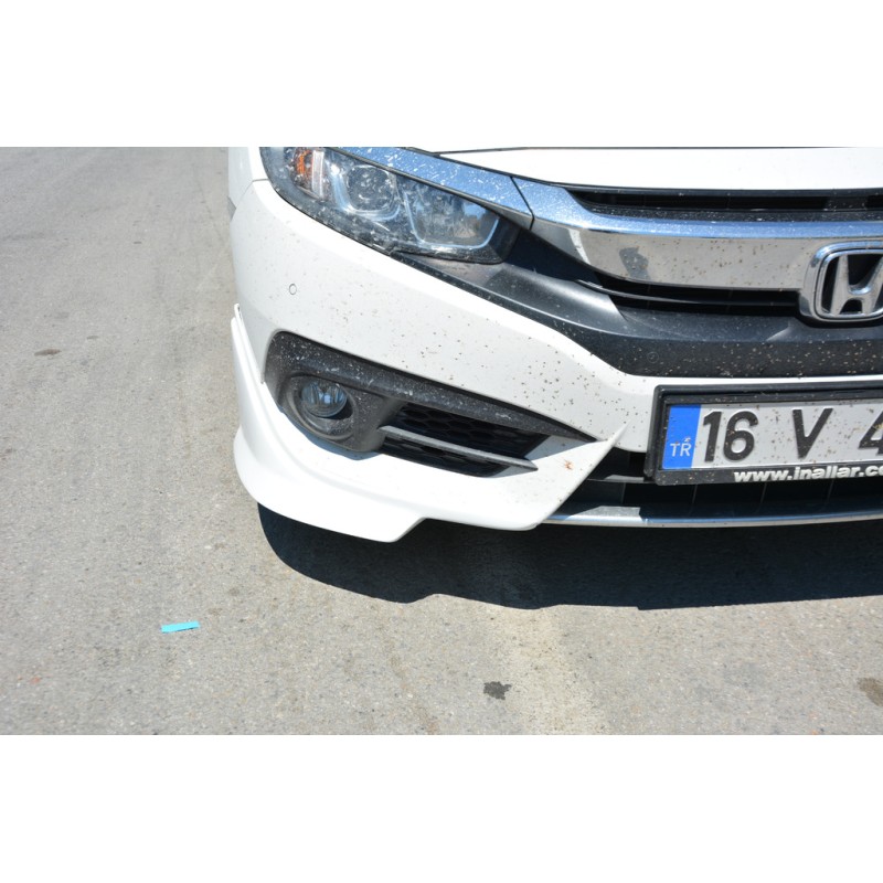 Уголки на передний бампер (под покраску) для Honda Civic Sedan X 2016-2021 гг