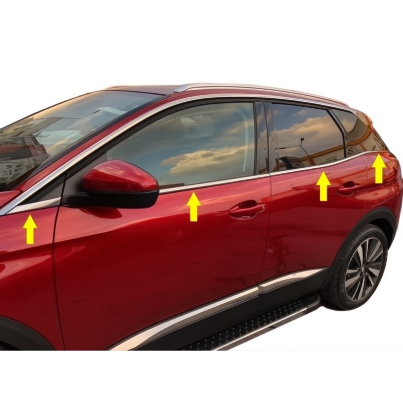 Нижні молдинги стекол (8 шт, нерж) Carmos - Турецька сталь для Peugeot 3008 2016-2023 рр