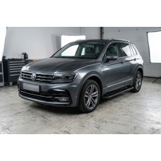 Бокові пороги Allmond Black (2 шт., алюміній) для Volkswagen Tiguan 2016-2023 рр