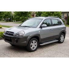Бокові пороги Maydos V2 (2 шт., алюміній -2026 нерж) для Hyundai Tucson JM 2004- рр