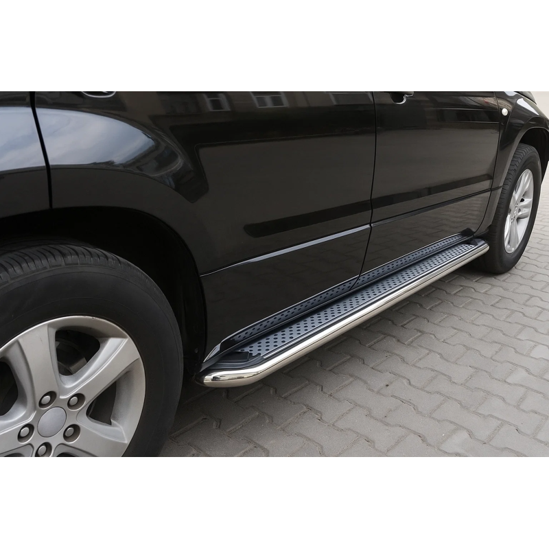Боковые пороги Maydos V2 (2 шт., алюминий -2025 нерж) для Suzuki Grand Vitara 2005-2017 гг