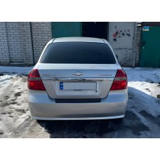 Накладка на задний бампер с загибом Пластик Глянец, Седан - 4 дверный для Chevrolet Aveo T250 2005-2011 гг