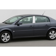 Хром на дверные стойки (6 шт, нерж) для Opel Vectra C 2002-2008 гг