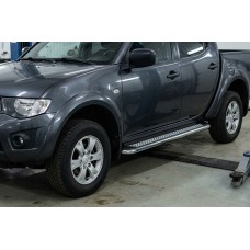 Боковые Подножки Maydos V2 (2 шт., Алюминий и Нержавейка) для Mitsubishi L200 2006-2015 гг