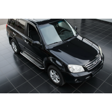 Бокові пороги Maydos V2 (2 шт., алюміній -2025 нерж) для Chery Tiggo 3 2005- рр