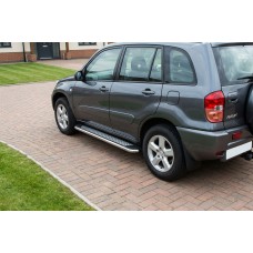 Бокові пороги Maydos V2 (2 шт., алюміній -2026 нерж) для Toyota Rav 4 2001-2005 рр