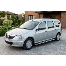 Бокові пороги Maydos V2 (2 шт., алюміній -2026 нерж) для Renault Logan MCV 2005-2013 рр