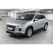 Бокові пороги Allmond Black (2 шт., алюміній) для Peugeot 4008 2012-2017 рр