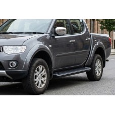 Боковые Подножки Allmond Black (2 шт., Алюминий) для Mitsubishi L200 2015-2024 гг