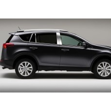 Молдинг дверных стоек (8 шт, нерж) для Toyota Rav 4 2013-2018 гг