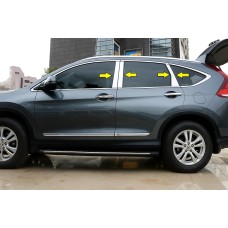Молдинг дверных стоек (6 шт, нерж.) для Honda CRV 2012-2016 гг