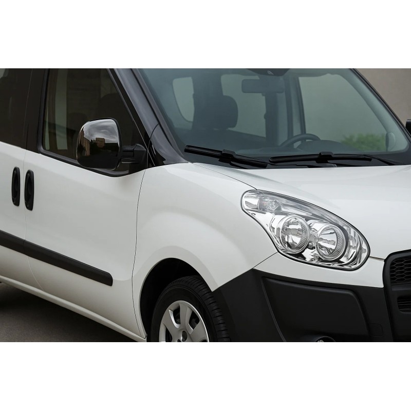 Накладки на дзеркала Чорний хром (2 шт., пласт) для Fiat Doblo II 2010-2022 рр