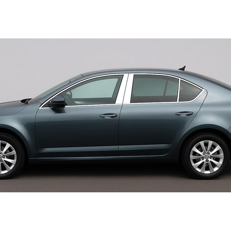 Молдинг дверных стоек (6 шт, нерж) для Skoda Octavia III A7 2013-2019 гг