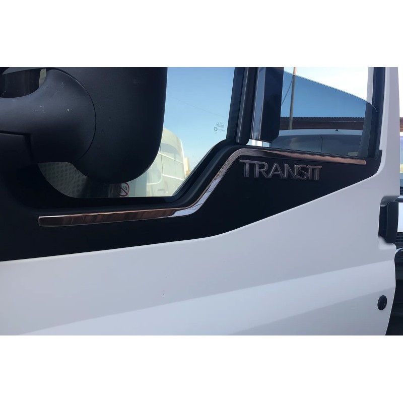 Окантовка стекол OmsaLine (2 шт, нерж.) Carmos - Турецкая сталь для Ford Transit 2000-2014 гг