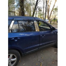 Молдинг дверних стійок (6 шт, нерж.) для Hyundai Santa Fe 2 2006-2012 рр
