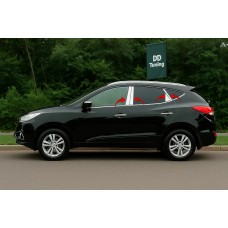 Молдинг дверных стоек (8 шт, нерж.) для Hyundai IX-35 2010-2015 гг