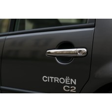 Накладки на ручки (2 шт, нерж.) Carmos - Турецкая сталь для Citroen C-2 2003-2009 гг