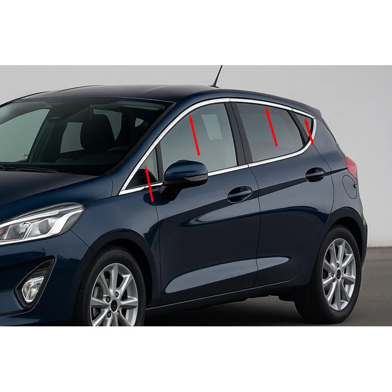 Верхня окантовка вікон (8 шт, нерж) для Ford Fiesta 2017- рр