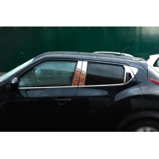 Молдинг дверних стійок (8 шт, нерж) для Nissan Juke 2010-2019 рр