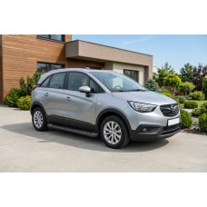 Бокові пороги Allmond Black (2 шт., алюміній) для Opel Crossland X 2017-2024 рр