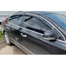 Ветровики с хромированным молдингом SD (4 шт, HIC) для Volkswagen Passat B6 2006-2012 гг