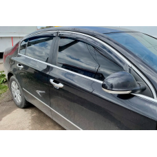 Ветровики с хромированным молдингом SD (4 шт, EU, HIC) для Volkswagen Passat B7 2012-2015 гг