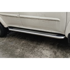 Бокові пороги Maydos V2 (2 шт., алюміній -2025 нерж) для Mitsubishi Pajero Sport 2008-2015 рр