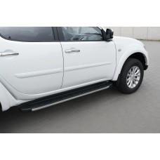 Боковые пороги Fullmond (2 шт., алюминий) для Mitsubishi Pajero Sport 2008-2015 гг
