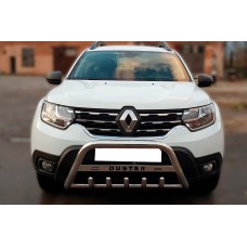 Передняя защита с надписью WT004 (нержавейка) для Renault Duster 2018-2024 гг