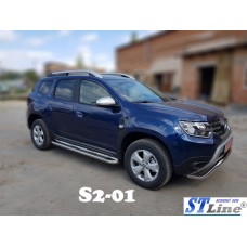 Бокові пороги Premium (2 шт., нерж.) Ø60 для Dacia Duster 2018-2024 рр