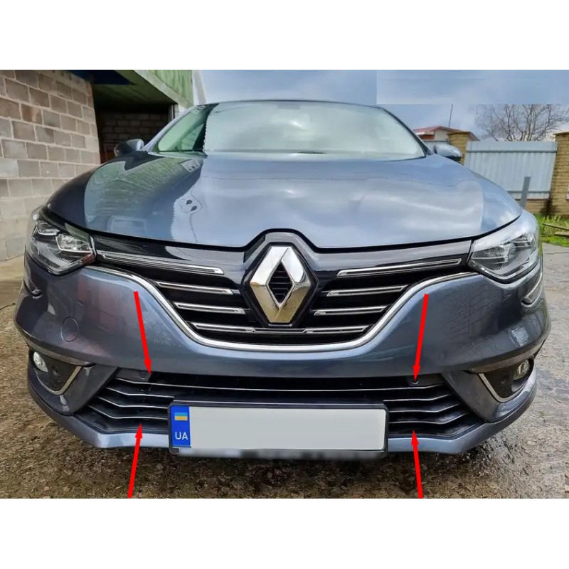 Накладки на бампер 2016-2021 (7 шт, нерж) для Renault Megane IV рр