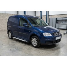 Бокові пороги Allmond Grey (2 шт., алюм) Максі база для Volkswagen Caddy 2004-2010 рр