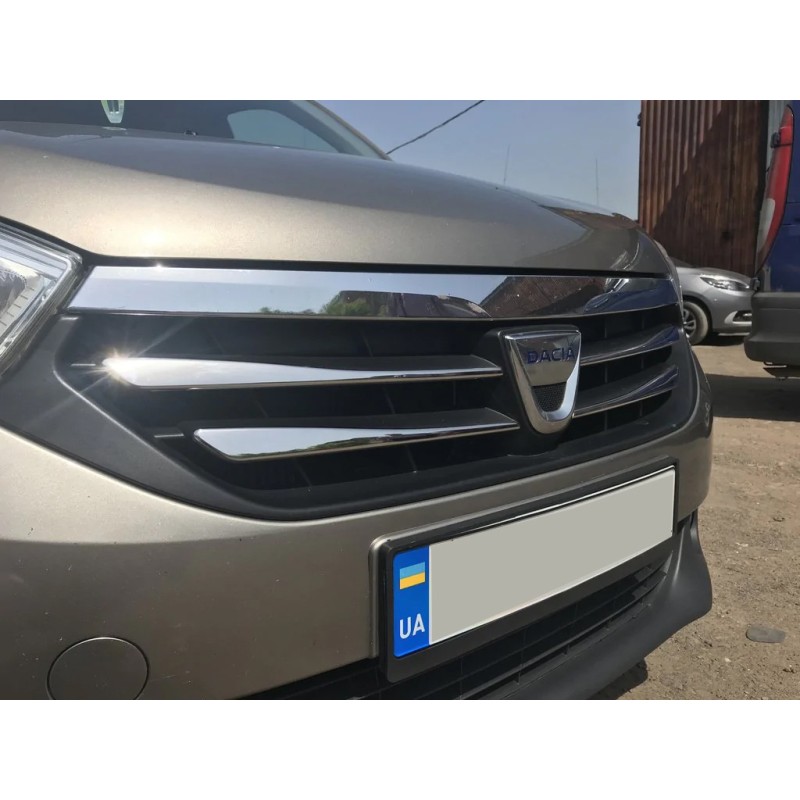 Накладки на решітку (4 шт, нерж.) для Dacia Lodgy 2012-2022 рр Накладки на решітку (4 шт, нерж.) для Dacia Lodgy 2012-2022 рр