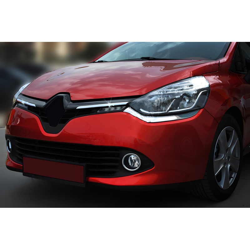 Накладки на решетку радиатора OmsaLine (2 шт, нержавейка) Хром для Renault Clio IV 2012-2019 гг