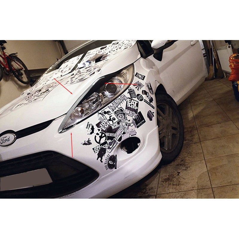 Накладки на фари (2 шт, пласт) для Ford Fiesta 2008-2017 рр Накладки на фари (2 шт, пласт) для Ford Fiesta 2008-2017 рр