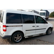 Бічні труби BB002 (2 шт., нерж) 60 мм, Maxi база для Volkswagen Caddy 2015-2020 рр