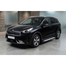 Бокові пороги Allmond Grey (2 шт., алюміній) для Kia Niro 2016-2021 рр