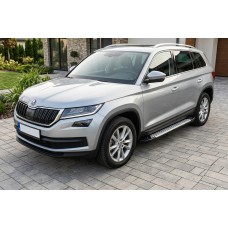 Бокові пороги Allmond Grey (2 шт., алюміній) для Skoda Kodiaq 2016-2023 рр