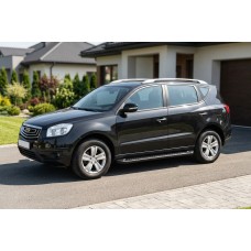 Бокові пороги Allmond Black (2 шт., алюміній) для Geely Emgrand X7 2011- рр