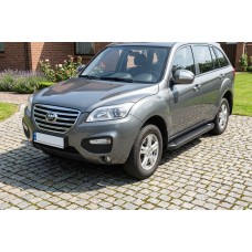 Бокові пороги Allmond Black (2 шт., алюміній) для Lifan X60 2011- рр
