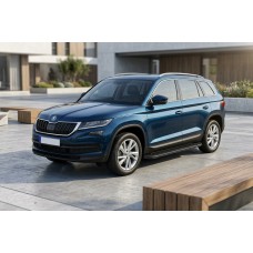Боковые Подножки Allmond Black (2 шт., Алюминий) для Skoda Kodiaq 2016-2023 гг