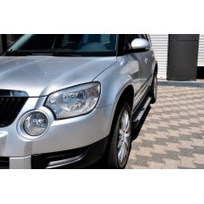 Бокові пороги Allmond Grey (2 шт., алюм) для Skoda Yeti 2009-2017 рр