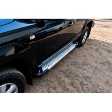 Бокові пороги Allmond Grey (2 шт., алюм) для Volkswagen Amarok 2010-2022 рр