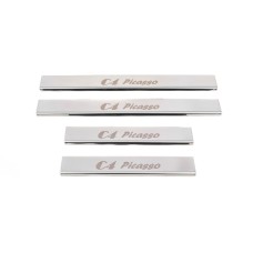 Накладки на пороги Carmos (4 шт., нерж.) для Citroen C-4 Picasso 2013-2022 рр