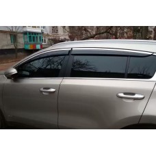 Вітровики з хром молдингом (4 шт, HIC) для Kia Sportage 2015-2021 рр