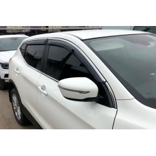 Ветровики с хромированным молдингом (4 шт, HIC) для Nissan Qashqai 2014-2021 гг