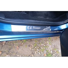 Накладки на пороги Carmos (4шт, нерж.) для Citroen C-4 Picasso 2006-2013 рр