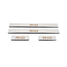 Накладки на пороги Carmos (4 шт, нерж.) для Kia Rio 2005-2011 гг